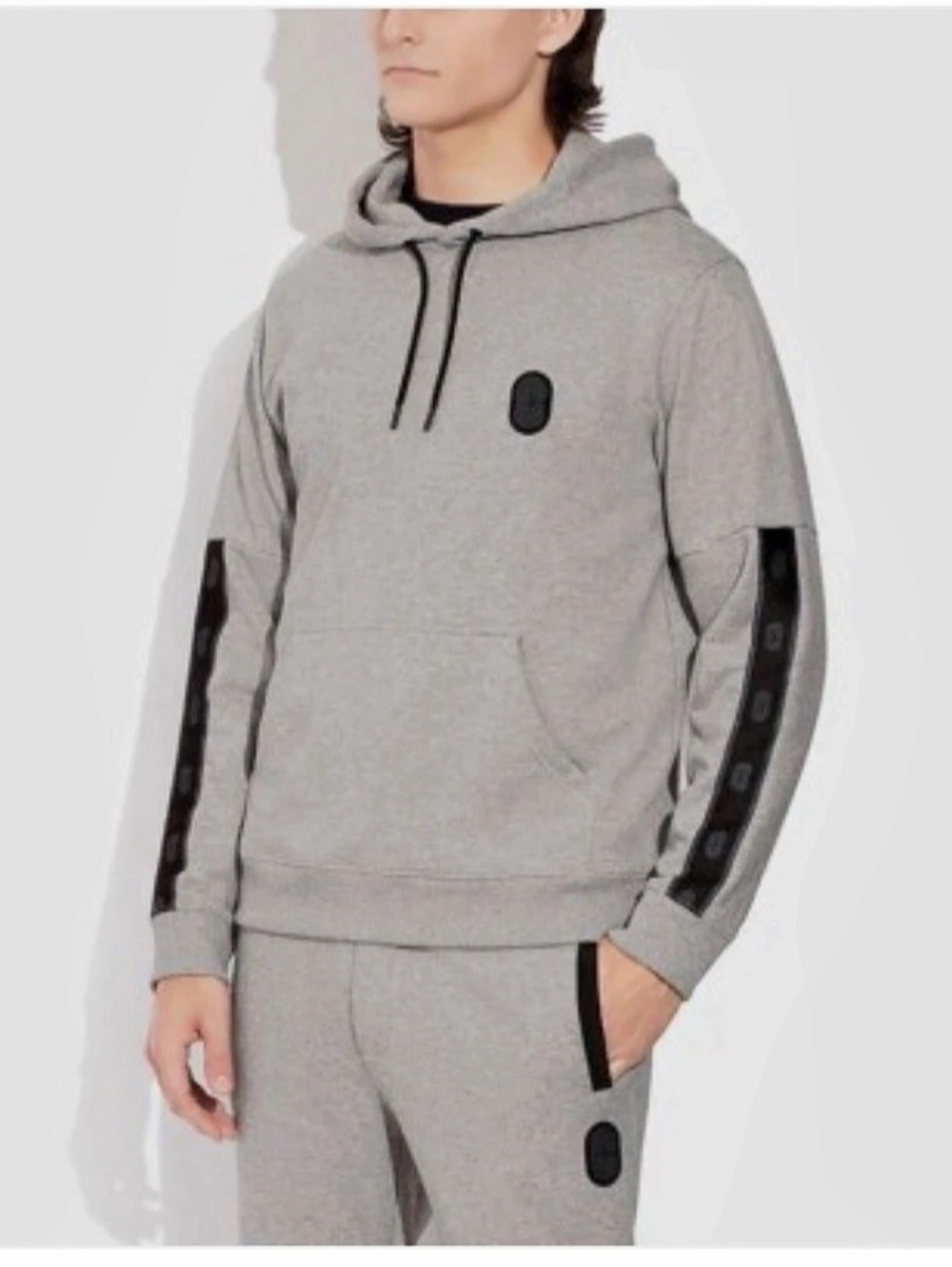 $298 Coach Men’s Signature Tape Hoodie Sz XS Heather Grey C5231